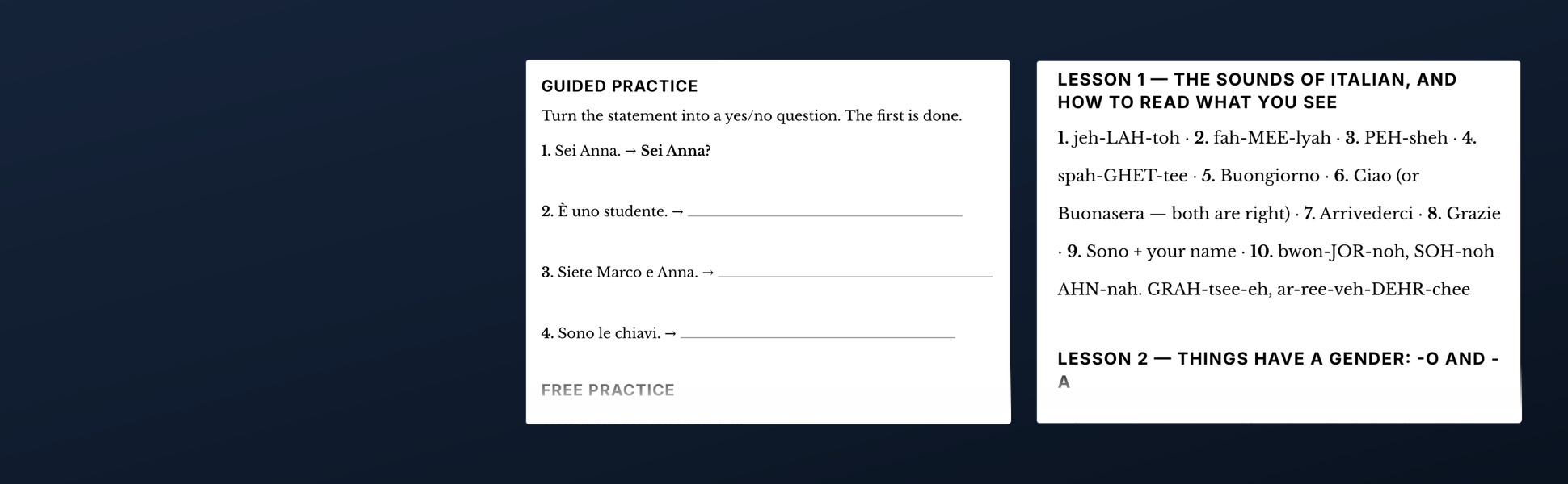 A practice page from the book beside the matching entries in the answer key at the back.