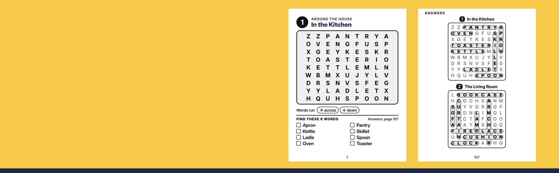 Two pages of this large print word search: puzzle one and its answer at the back.