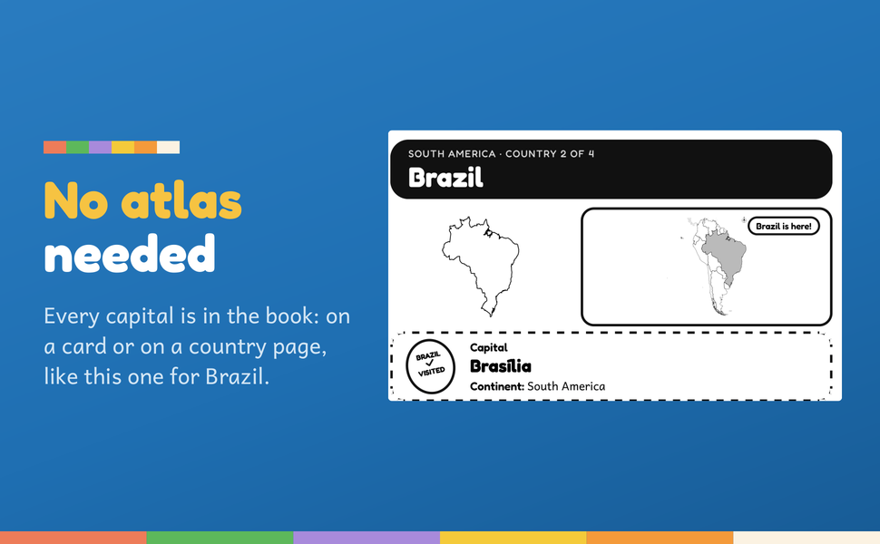 The Brazil page of this world geography workbook: two maps and a box with the capital.